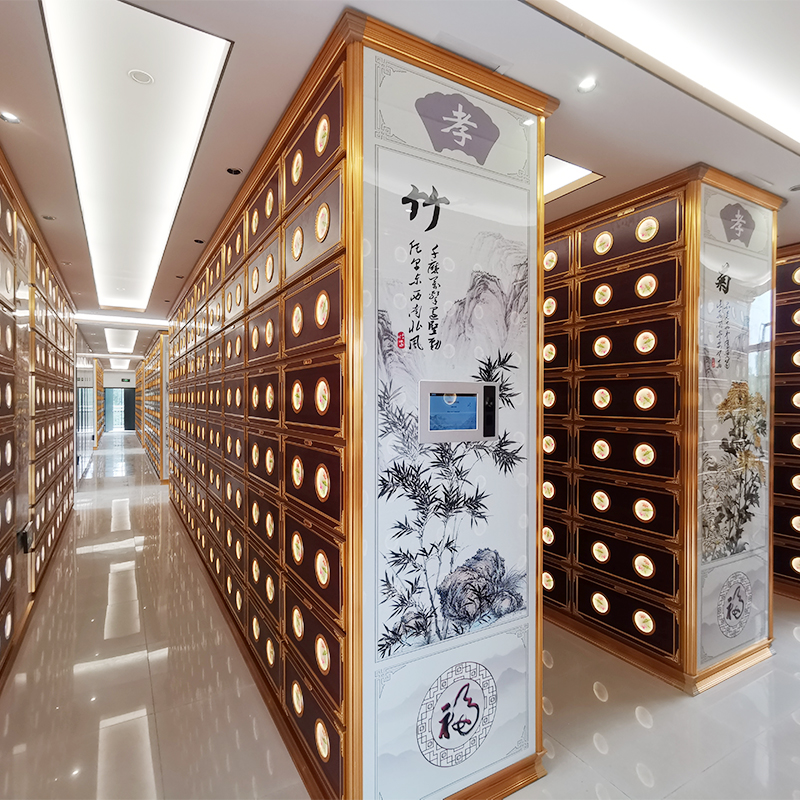 How can the spatial layout design of an urn storage rack balance practicality and emotional expression?